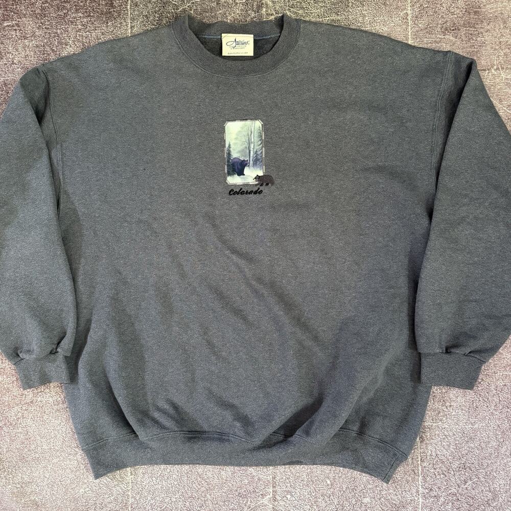 Men's Vintage 90's Artisans Colorado Black Bear Crewneck Sweatshirt Sz XL